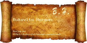 Bukovits Herman névjegykártya